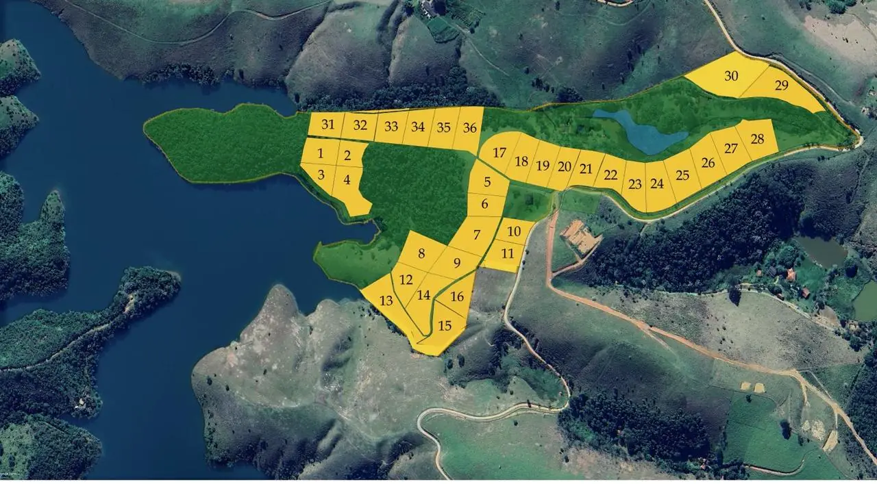 Mapa dos 36 lotes do empreendimento na Serra da Mantiqueira